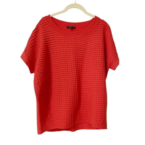 Lafayette 148 Orange Boxy Short Sleeve Top Small Textured Knit Crewneck - Picture 1 of 10